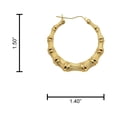thumbnail image 2 of LoveBling 10k Yellow Gold Bamboo Hoop Earrings (1.40"), 2 of 3