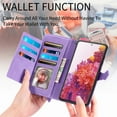 thumbnail image 2 of Dteck Case for Samsung Galaxy S20 FE 5G,Magnetic Leather 7 Card Slots Zipper Wallet Case Shockproof Rubber Kickstand Cover with Wrist Strap for Galaxy S20 FE, Purple, 2 of 7