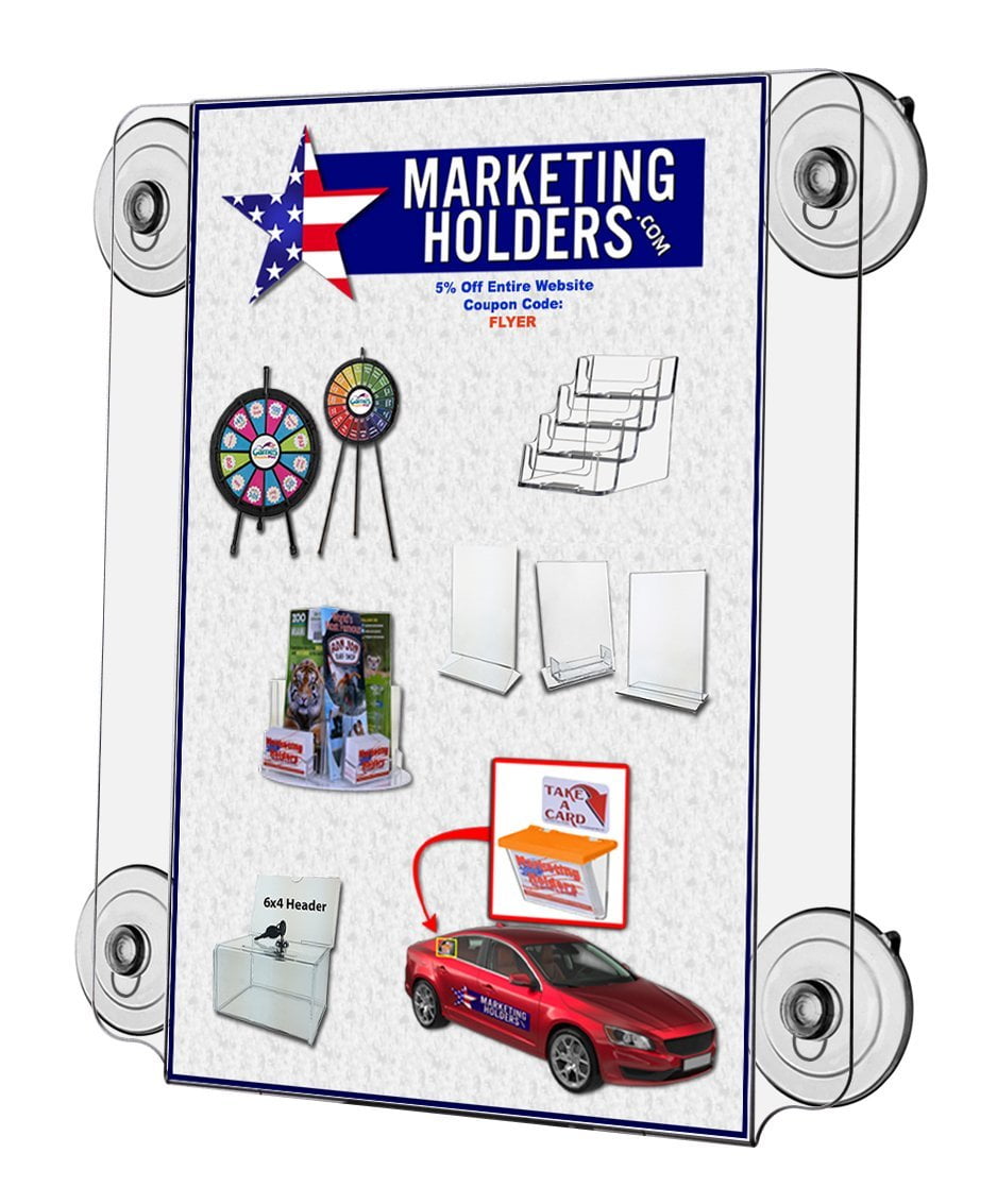  Suction Cup Sign Holder Display for 12" x 18" Double Sided, Suction