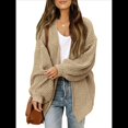 thumbnail image 3 of Chaqueta de Punto Extragrande de Larga con Abertura Frontal y Bolsillos para Mujer, Estilo 2025 Caqui Superficial M, 3 of 8
