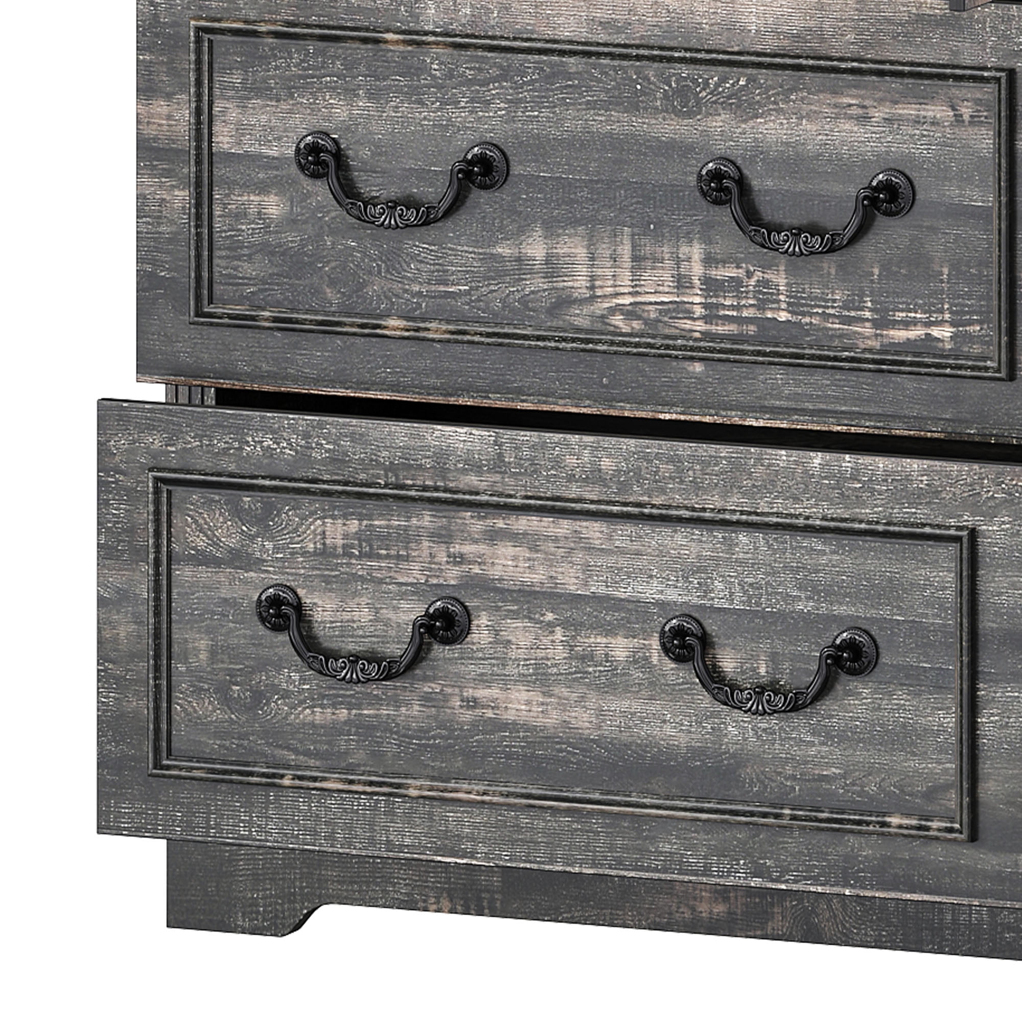 Dextrus 76'' Kitchen Pantry Cabinet with 2 Drawers, Tall Storage Cabinet with Glass Doors & Adjustable Shelves, Dark Rustic Oak
