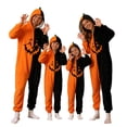 thumbnail image 5 of MEZZALL Patchwork Pumpkin Onesie For Adult Halloween Velvet Long Sleeve Hooded Pajamas Holiday Loungewear Jumpsuits One-Pieces, 5 of 7