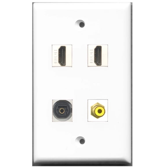 Ultra Spec Cables 2 Port HDMI 1 Port RCA Yellow 1 Port Toslink Wall Plate
