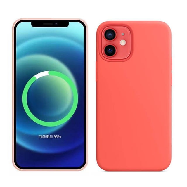 Pink Orange Magnetic iPhone 12 / iPhone 12 Pro Case, Liquid Silicone Phone Case Compatible with Magsafe Charger, Protective Case Cover with iPhone 12/12 PRO