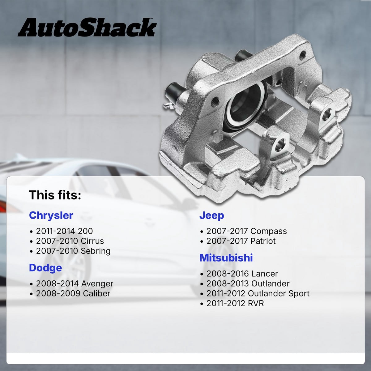 AutoShack Rear Brake Calipers for Jeep, Dodge & Chrysler, Patriot 2007-2017 Compass 2007-2017 Avenger 2008-2014 200 2011-2014, FWD AWD 4WD L4 2.0L 2.4L V6 2.7L 3.5L 3.6L, Left and Right, Pair