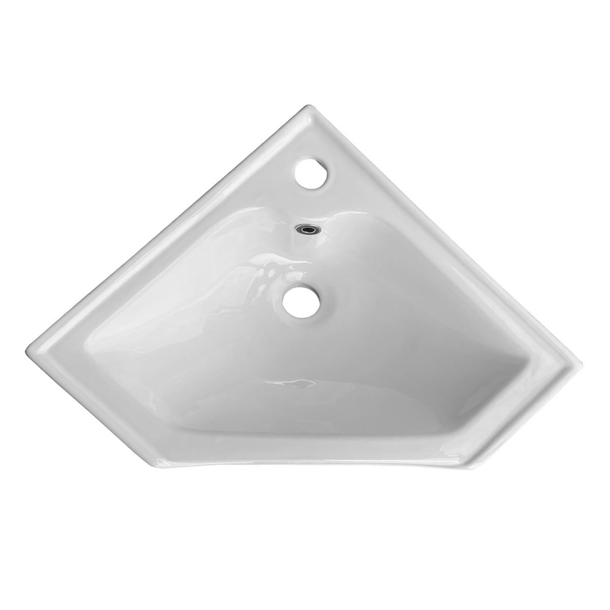 Renovators SupplyAlexander III 24" White Corner Wall Mounted Modern Bathroom Sink Combo w/Faucet, Drain and Overflow