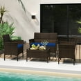 thumbnail image 2 of Gymax 4 PCS Patio Rattan Conversation Set Outdoor Wicker Furniture Set w/ Chair & Loveseat, 2 of 10