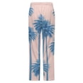 thumbnail image 6 of Palm Trees Pastel Blue Winter Female Pants Flannel High Waist Women Pants Lady Warm Straight Leg Plush Trousers, 6 of 7