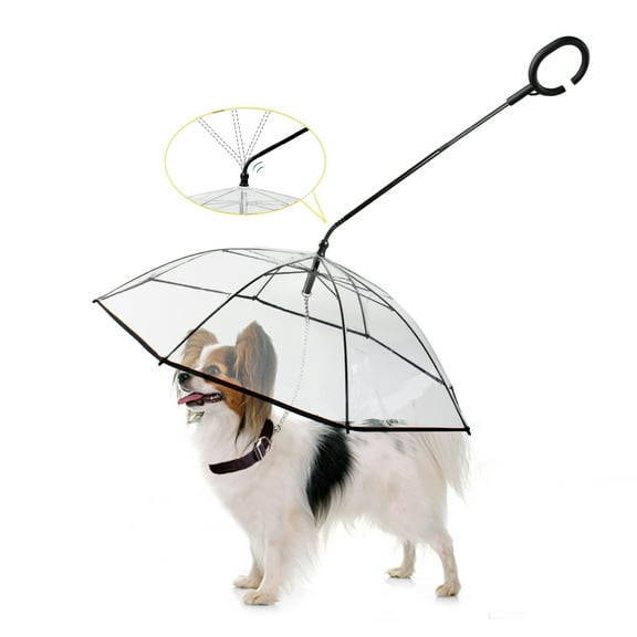 NAMSAN Dog Umbrella, Clear Pet Umbrella Flexible Handle Umbrella for Dog with Rope for Small Pets