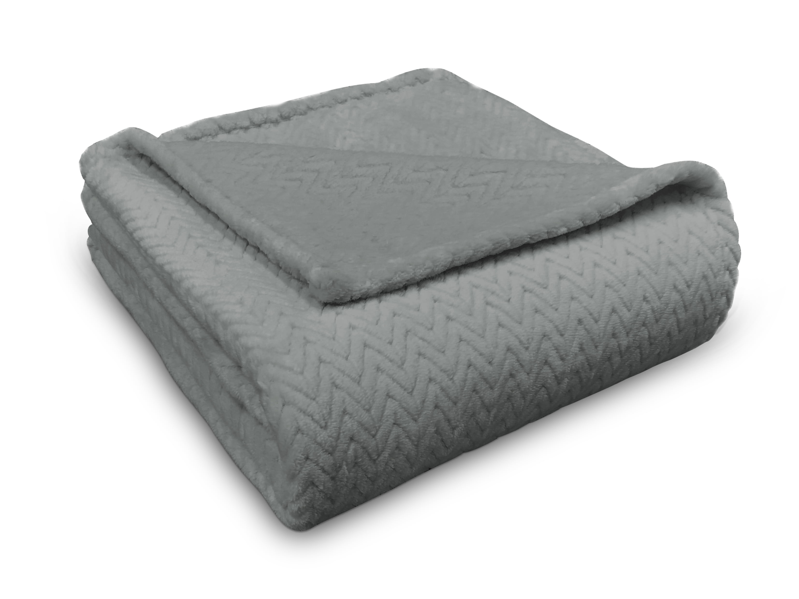 Plush Heaven Chevron Throw Grey Sharkskin