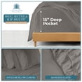 thumbnail image 2 of 100% Cotton Twin Size Sheet 600 Thread Count - 4 Piece Buffery Soft Naturally Cool & Durable Sateen Sheets for Everyday Use, 15" Deep Pocket, Machine Washable - Charcoal, 2 of 7