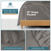 Casa Platino 600 Thread Count Queen Size Bed Sheets Set – 100% Cotton Sateen Sheets Queen, 15” Deep Pocket, Additional 2 Pillowcases, Low Pill Machine Washable – Charcoal