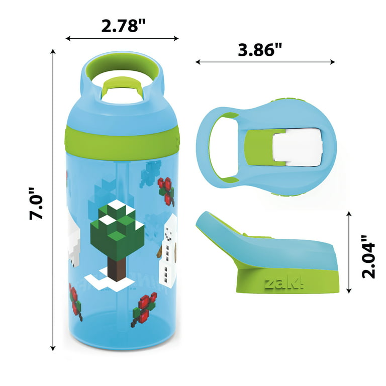 Zak Minecraft 16 Oz. Plastic Water Bottle With Straw And Flip Top Lid, Glasses & Drinkware, Household