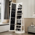 thumbnail image 6 of Jewelry Cabinet, Rotating Jewelry Armoire, Full Length Mirror with 360° Swivel Base, LED Interior Light, 120 Earring Slots, 91 Ring Slots, 18 Necklace Hooks, White for Bedroom Vanity, 6 of 11
