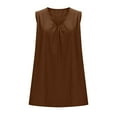 thumbnail image 3 of Mini Dress Summer New Women's Cute Mini Dress Sleeveless V Neck Ruched Tank Casual Summer Party Dress with Side Pockets Brown L, 3 of 9