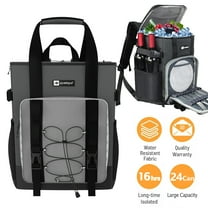 IC ICLOVER Cooler Backpack, 24 Cans Insulated Backpack Cooler Leak-Proof Cooler Bag with Padded Top Handle, Mesh Pocket for Men Women Lunch Backpack, Camping Cooler, Beach Cooler - Black