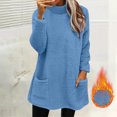 thumbnail image 2 of Womens Fuzzy Fleece Pullover - Turtleneck Sweatshirt for Women Casual Travel Winter Warm Fleece Lined Long Sleeve Shirts with Pockets, 2 of 9