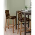 thumbnail image 2 of Leopard Bar Stool Covers Set of 4, Brown Vintage Leopard Print Stretch Washable Bar Chair Covers with Backs, Removable Pub Counter Height Chair Cover for Kitchen Dining Room Cafe, 2 of 7