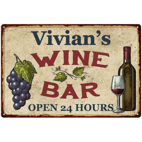 Vivian's Rustic Wine Bar Sign Wall Decor Kitchen Gift 8 x 12 High Gloss Metal 208120056438