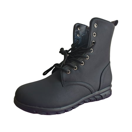 

Platform Boots Women Snow Boots British Style Solid Color Lace-up Boots Side Zip Casual Wedge Heel Women s Boots Black