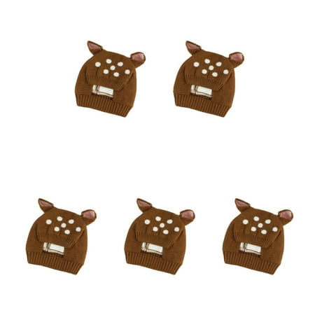 

5pcs Kids Children Deer Shape Knit Hat Solid Color Cap Boy Girl Autumn Winter Warm Ear Protect Beanie Bonnet