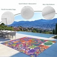 thumbnail image 3 of Colorful Ethnic Outdoor Rug for Patio/Deck/Porch, Non-Slip Large Area Rug 5 x 8 Ft, Modern Abstract National Geometric Purple Indoor Outdoor Rugs Washable Area Rugs, Camping Rug Carpet Runner, 3 of 8