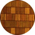 thumbnail image 1 of Ahgly Company Machine Washable Indoor Round Checkered Yellow Modern Area Rugs, 6' Round, 1 of 4