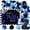 Blue, variant on Born Two Rock Birthday Decorations for Boy Rock and Roll 2nd Birthday Party Supplies with Born Two Rock Background Guitar Balloon Black and Blue Balloon Arch for Rock Band Music Theme Party.
