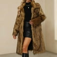 thumbnail image 2 of Penkiiy Women's Long Lapel Faux fur Jacket Shaggy Coat Warm Outerwear Cardigan Faux Fur Coat Brown, 2 of 9