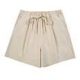 thumbnail image 2 of Abcnature Plus Size Shorts, Womens Athletic Shorts, Fashion Women Lady Solid Casual Short High Waist Loose Bandage, Comfy Beach Shorts, Yoga Pants, Cycling Sport Shorts Beige L, 2 of 4
