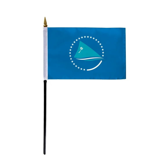 AGAS Small 4" x 6" 4x6 inch Pacific Community Hand Flag Polyester material Stitched Edges 11" Plastic Stick Pacific Community Hand Held Mini Small Stick Flags