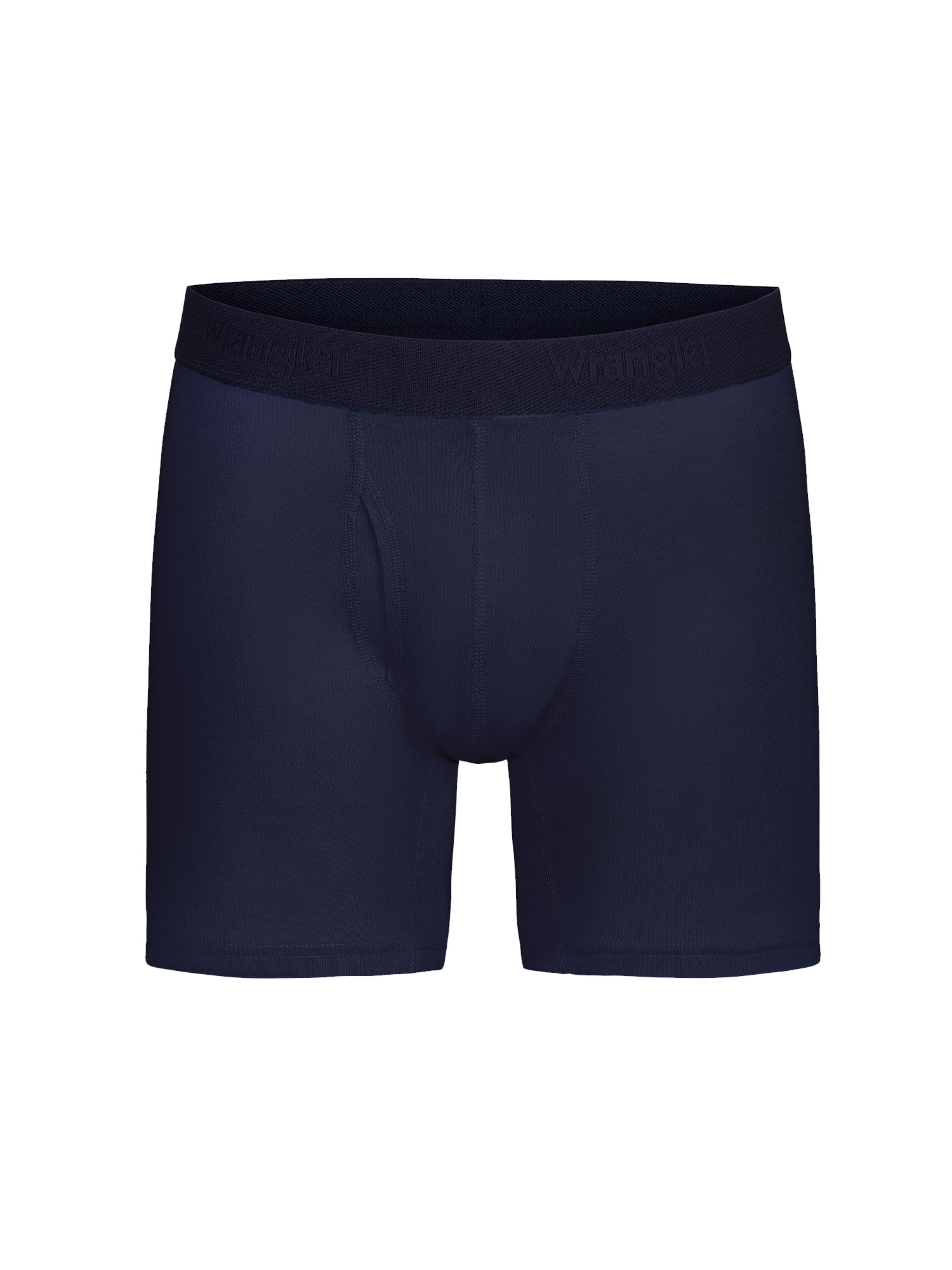 Wrangler 6" Active Cotton Stretch Mesh Boxer Briefs for Men, XL, Navy/Azure Blue/Charcoal, 6-pack