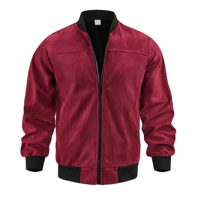 Tamaño Más Chaqueta Ligera para Hombres Color Sólido Cremallera Casual Abrigo Cálido Primavera Invierno