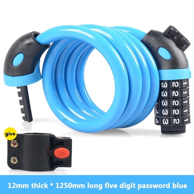 Cadenas Codé 5 Positions Câble en Acier Long Réinitialisable pour Vélos Scooters