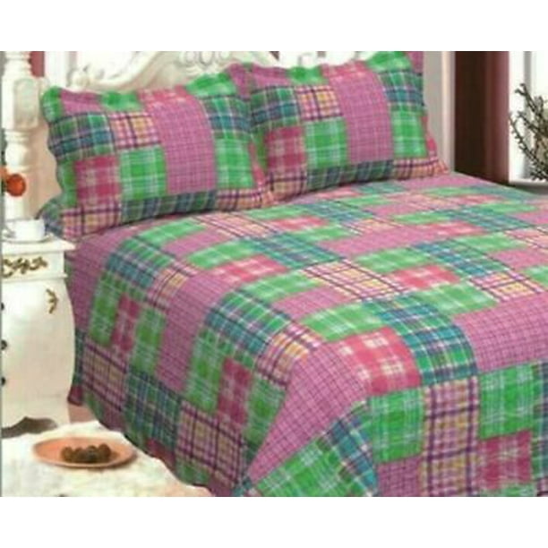 3 Piece Oversize King Quilt with shams, Reversible Bedspread Spring
