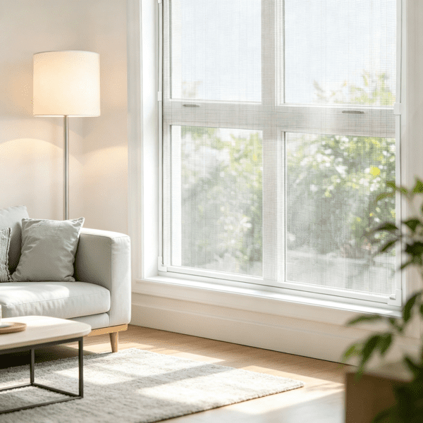 Magnetic Window Screen 58.27 x 39.17", White Frame with Black Magnetic Strip & Wind Clips, Drill-Free Installation