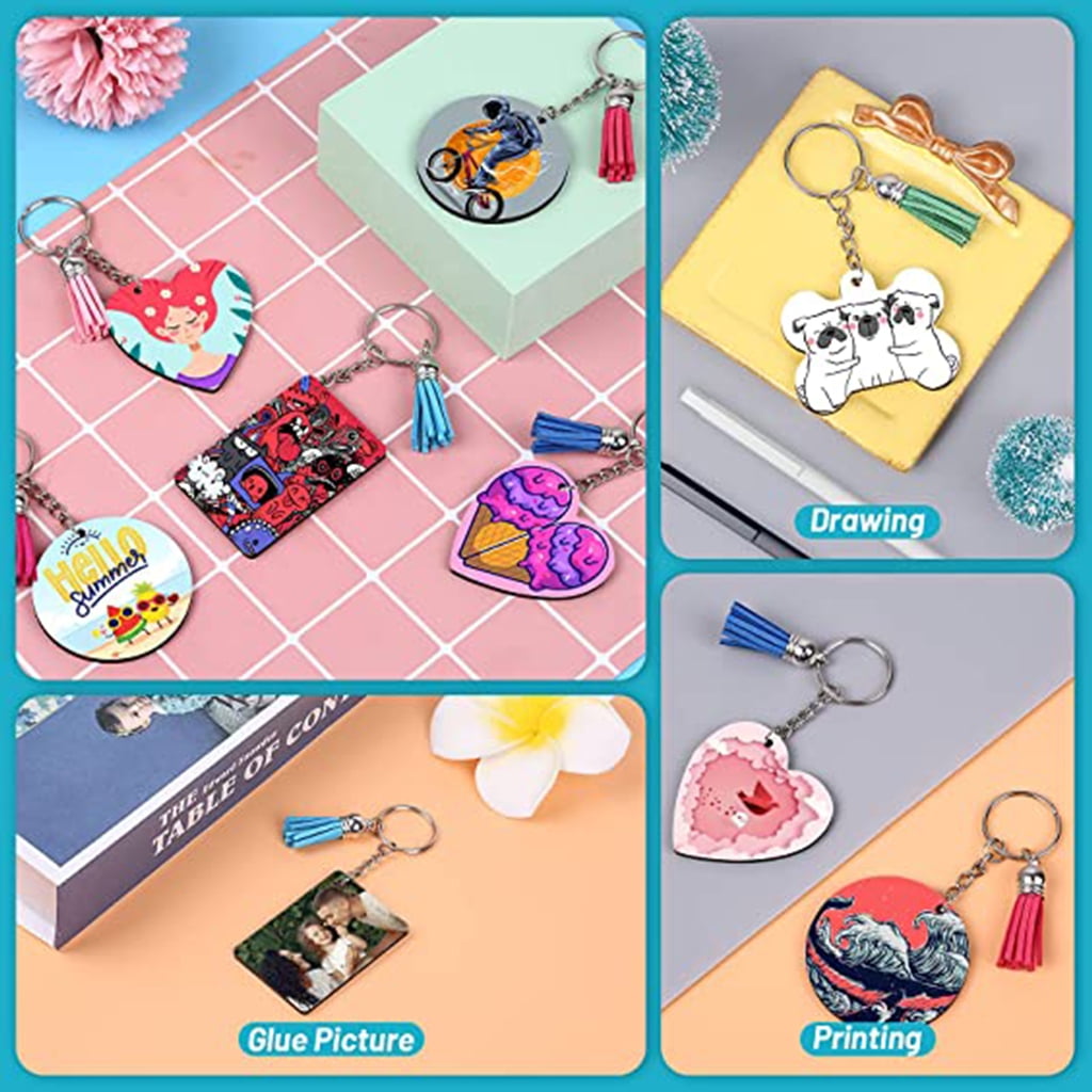160 Pcs Sublimation Blank Products Keychain Blank Tassel for Key Ring Suitable for Diy Office Label Art Craft Decoration