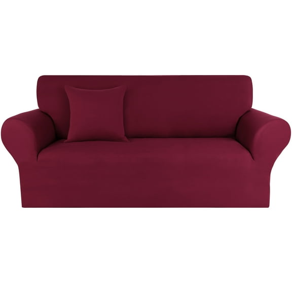 Unique Bargains Solid 1/2/3 Seater Sofa Cover Stretch Couch Slipcover Wine Sofa