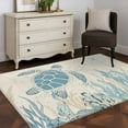 thumbnail image 3 of 4'x6' Area Rugs, Blue Turtle Coastal Indoor Outdoor Area Rug for Living Room Bedroom, Coral Summer Beach Nautical Ocean Beige Washable Bathroom Rugs Kitchen Floor Carpet Mats Home Decor Aesthetic, 3 of 8