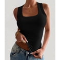 thumbnail image 6 of Summer Womens Tank Tops Square Neck Fitted Sleeveless Shirts for Women Ribbed Basic Top, 6 of 8