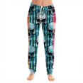 thumbnail image 2 of Hearthz Skull Red Rose Print Women Pj Pants Elastic Drawstring Jogger Lounge Pants Soft Holiday Halloween Cuffed Ankle Trousers for Women, 2 of 5