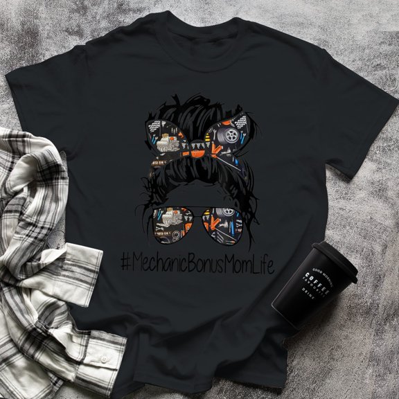 MechanicBonusMomlife Bonus Mom Life Present Messy Bun, Small, Black