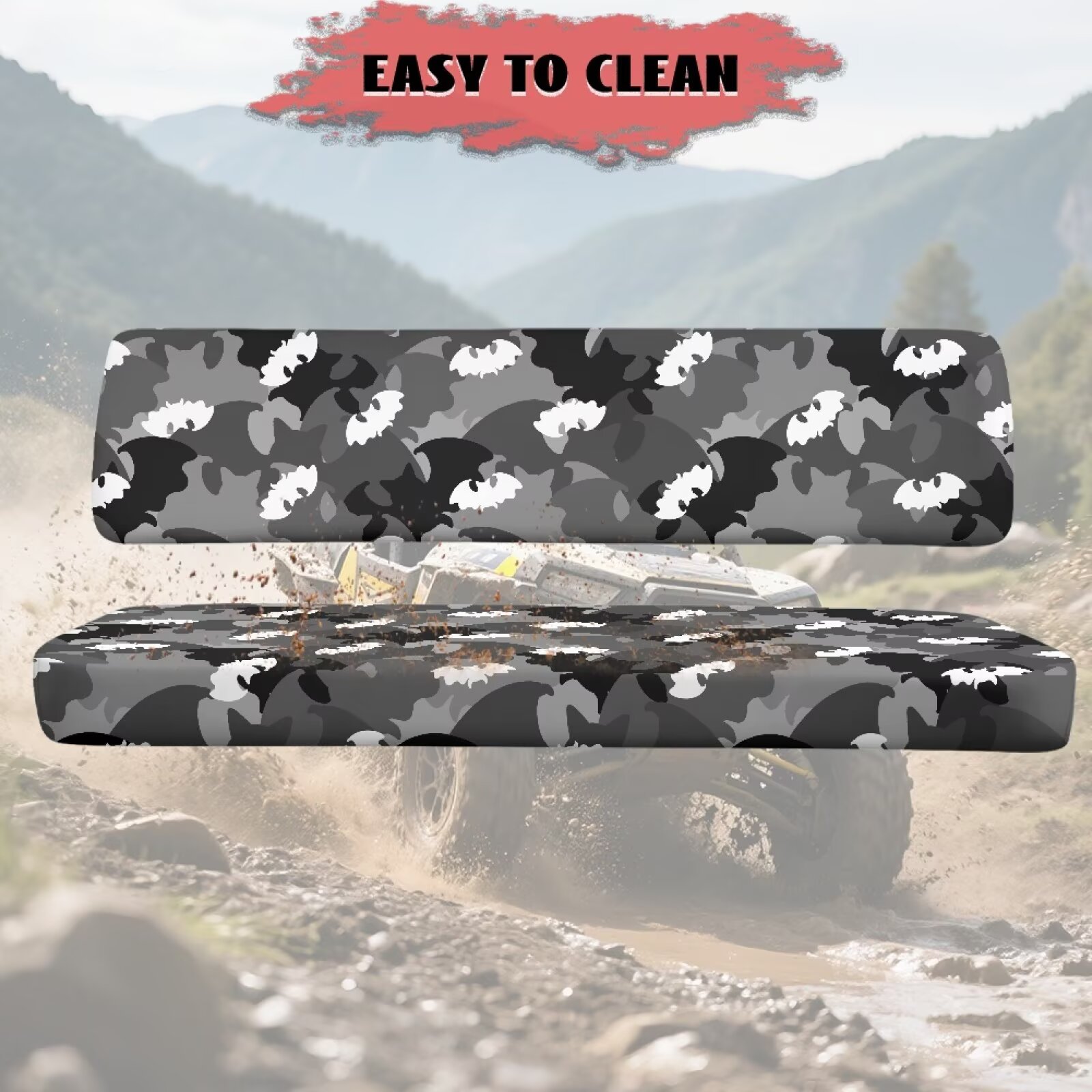 Uorisanigo Mule Seat Cover Anti-Slip Bat Camouflage UTV Front Bench Seat Cover Fit for Kawasaki Mule 3010 Diesel 4x4 2003-2008 UTV Pioneer Seats Accessories for All Seasons Windproof