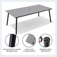 thumbnail image 4 of Crestlive Products 83" Patio Outdoor Dining Table for 6-8, Sturdy Aluminum Frame Wood-Grain Top with Umbrella Hole, Grey, 4 of 7
