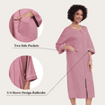 thumbnail image 3 of EA'S SECRET 100% Cotton Robe for Women Zipper Front Womens Robes Knee Length Kimono Bathrobe Summer Loungewear Lightweight Housecoat(Dusty Rose,L）, 3 of 6