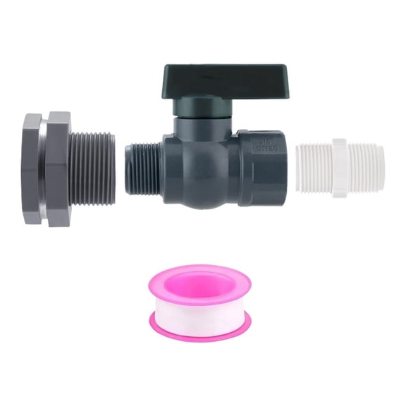 3/4 Inch Rain Barrel Spigot Kit, Easy Install Rain Barrel Spigot Kit, Garden Hose Shut Off Valve with Bulkhead Fitting, PVC Barrel Diverter Kit for Garden Barrels Water Tanks Aquariums - Type A