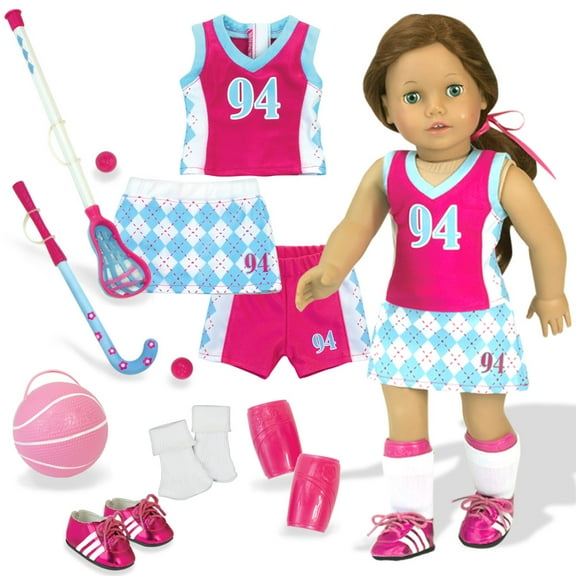 Sophia’s Sports Uniform and Equipment for 18" Dolls, Pink/Blue