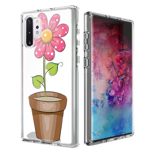 Mundaze Samsung Galaxy Note 10 Plus + Pink Daisy Design Double Layer Phone Case Cover