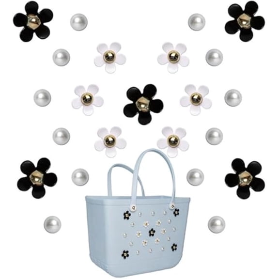 Flower Charms Compatible with Bogg Bag＆Simply Southern Totes, Pearl Bag Bits Insert Charm Accessories