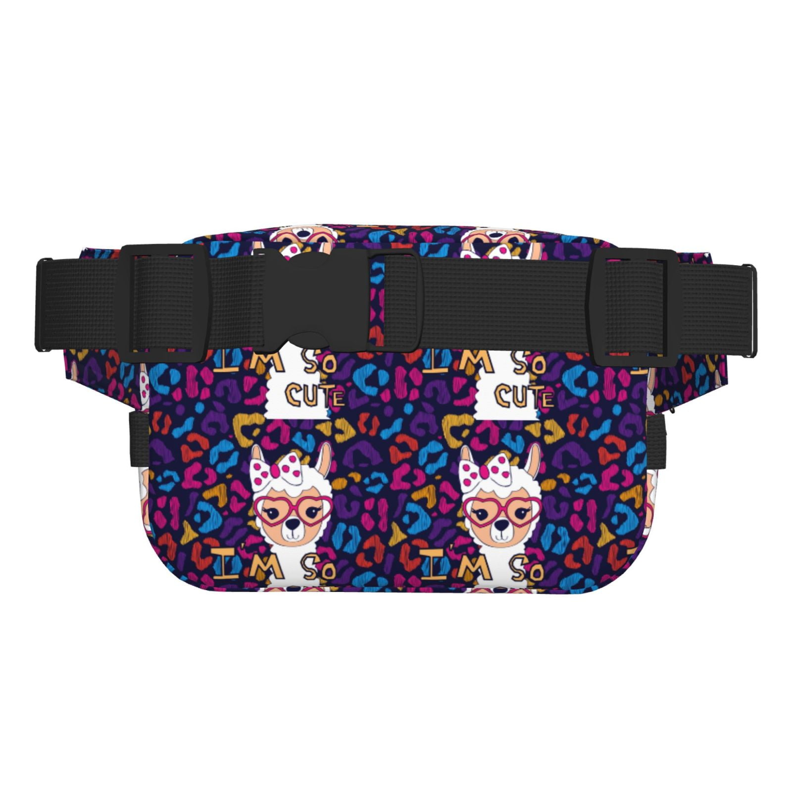Picia Llama Alpaca Print Square Double-Layer Waist Bag Mini Adjustable Waist Belt Bag Exercise Running Travel Hiking